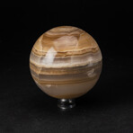 Genuine Polished Honey Banded Onyx Sphere + Acrylic Display Stand