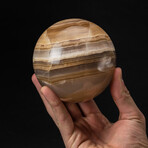 Genuine Polished Honey Banded Onyx Sphere + Acrylic Display Stand