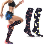 Mismatched Breakfast Knee-High Compression Socks // 1-Pair (Small / Medium)