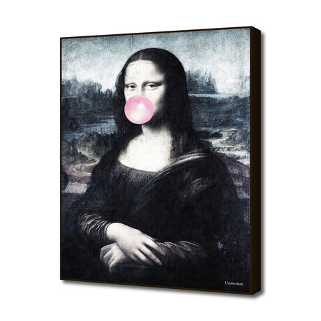 Mona Lisa Blowing Bubblegum Bubbles (16"W x 20"H x 2"D)