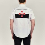 Templar Cross Short-Sleeve Button-Down Shirt // White (XL)