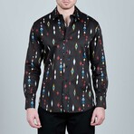 Ghost Dance Ikat Long-Sleeve Button-Down Shirt // Black (M)
