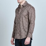 American Bison Stampede Long-Sleeve Button-Down Shirt // Brown (M)