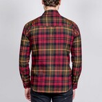 Embroidered Wolf Flannel // Red + Gold (L)