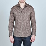 American Bison Stampede Long-Sleeve Button-Down Shirt // Brown (XL)