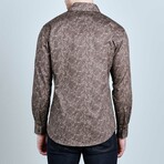 American Bison Stampede Long-Sleeve Button-Down Shirt // Brown (L)