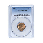 1912 Lincoln Wheat Cent PCGS Certified MS65RB