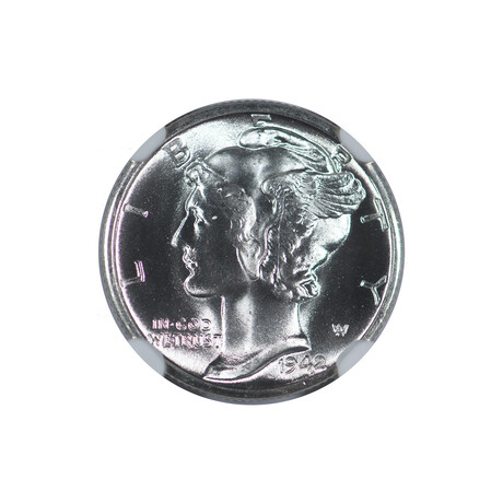 U.S. Mercury Silver Dime (1916-1945) // PCGS/NGC Certified Mint State-66 // Wood Presentation Box