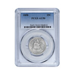 1858 Seated Liberty Quarter PCGS Certified AU50