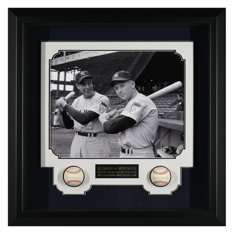 Joe DiMaggio + Mickey Mantle // Autographed Baseball Display