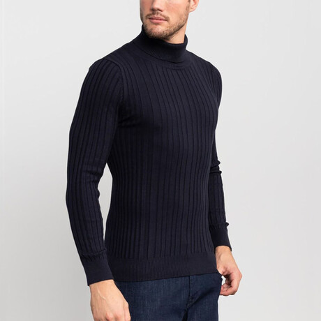 Togo Turtleneck Sweater // Navy Blue (Small)