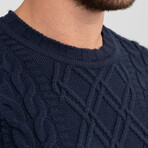 Awens Crew Neck Sweater // Navy Blue (Small)