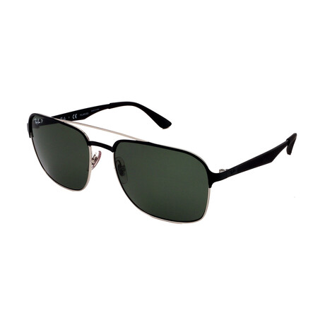 Unisex Square RB3570-90049A Polarized Sunglasses // Black + Silver