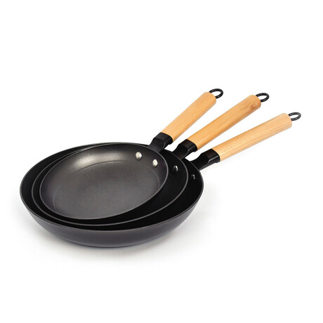 Ultra Lightweight Cast Iron Frying Pan + Non-stick Honeycomb Layer // Set of 3