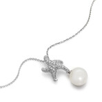 Mikimoto 18k White Gold Diamond + White South Sea Pearl Pendant Necklace II // Store Display
