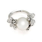 Mikimoto 18k White Gold Diamond + White South Sea Pearl Ring // Ring Size 7.5 // Store Display