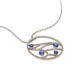 Damiani // Battito D'ali 18k White Gold Diamond + Sapphire Necklace // 20" // Store Display