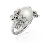 Mikimoto 18k White Gold Diamond + White South Sea Pearl Ring // Ring Size 7.5 // Store Display