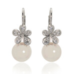 Mikimoto 18k White Gold Diamond + White South Sea Pearl Drop Earrings II // Store Display
