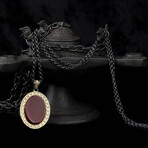 Red Agate Necklace // Gold + Black + Red