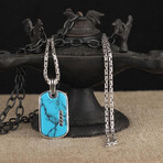 Dog Tag Necklace // Turquoise + Silver