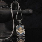 Medusa Necklaces + CZ Diamonds // Silver + Blue + Bronze