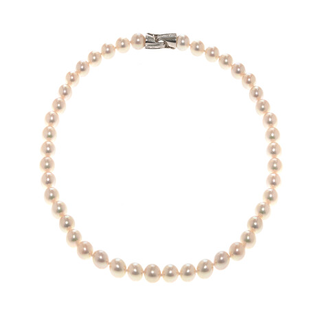 18k White Gold + Diamond + Pearl Necklace