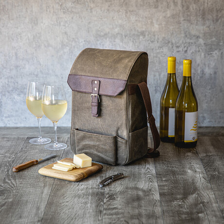 2 Bottle Insulated Wine + Cheese Cooler with Cheese Board, Knife & Corkscrew