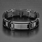 Stainless Steel Grill Inlay Link Bracelet // Black + Silver