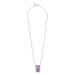Estate 18k White Gold Diamond + Pink Sapphire Necklace // Pre-Owned