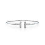 Tiffany + Co. 18k White Gold + Diamond T Bracelet // Size: Medium // Pre-Owned