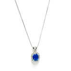 Estate Platinum Diamond + Sapphire Necklace // Pre-Owned