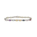 Estate 14k White Gold + Diamond + Multicolor Sapphire Bracelet // Pre-Owned
