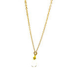 Estate 18k Yellow Gold + Green Citrine Small Charm Necklace // Pre-Owned