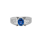 Estate Platinum Sapphire + Diamond Ring // Ring Size: 5.75 // Pre-Owned