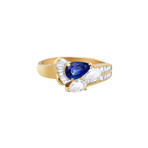 18k Yellow Gold Sapphire + Diamond Ring // Ring Size: 6.75 // Pre-Owned