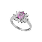 Estate Platinum Diamond + Pink Sapphire Ring // Ring Size: 7.75 // Pre-Owned