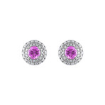 18K White Gold Diamond + Pink Sapphire Earrings IV