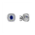 18K White Gold Diamond + Blue Sapphire Earrings II
