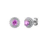 18K White Gold Diamond + Pink Sapphire Earrings IV