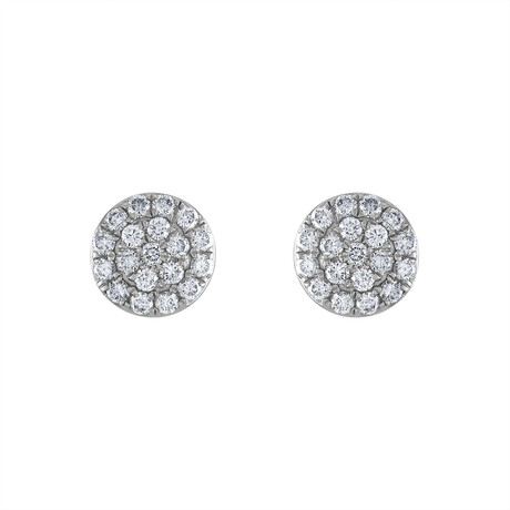 18K White Gold Diamond Cluster Earrings II