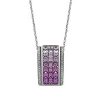 Estate 18k White Gold Diamond + Pink Sapphire Necklace // Pre-Owned