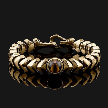 Kudos Tiger Eye Bracelet // 10K Solid Gold (X-Small)