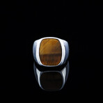 Tigers Eye Ring // Silver + Brown (5.5)