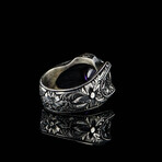 Round Amethyst Ring // Silver + Purple (6)