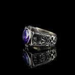 Round Amethyst Ring // Silver + Purple (8)