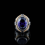 Amethyst Ring + Heraldic Eagle // Silver + Purple + Bronze (5.5)