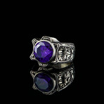 Round Amethyst Ring // Silver + Purple (5.5)