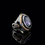 Amethyst Ring + Heraldic Eagle // Silver + Purple + Bronze (7.5)