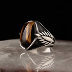 Chic Tigers Eye Ring // Silver + Brown (6.5)